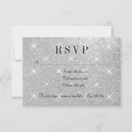 Faux zilveren glitter RSVP trouwreactiekaarten