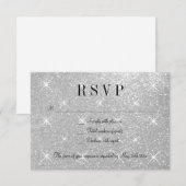 Faux zilveren glitter RSVP trouwreactiekaarten Kaartje (Voorkant / Achterkant)
