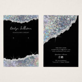 Faux zilveren glitter sieraden display kaart