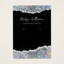 Faux zilveren glitter sieraden display kaart