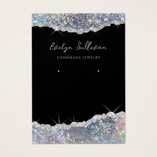 Faux zilveren glitter sieraden display kaart (Voorkant)