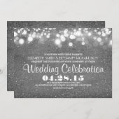 Faux zilveren glitter string lichten bruiloft uitn kaart (Voorkant / Achterkant)