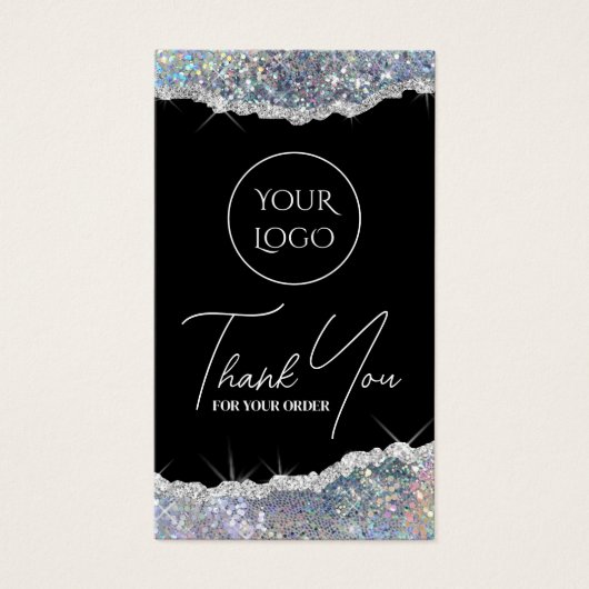 Faux zilveren irdescent pakket visitekaartje (Voorkant)