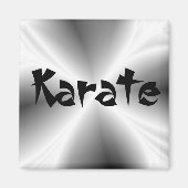 Faux zilveren karate vierkante magneet (Voorkant)