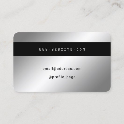 Faux zilveren metallic creditcard looks visitekaartje (Achterkant)