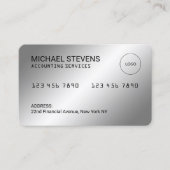 Faux zilveren metallic creditcard looks visitekaartje (Voorkant)