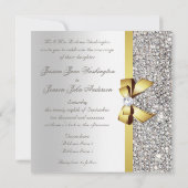 Faux zilveren pailletten gouden boog bruiloft kaart (Achterkant)