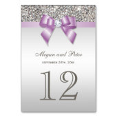 Faux zilveren pailletten Lila strik bruiloft Kaart (Achterkant)