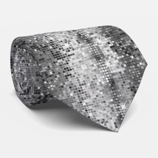 Faux zilveren pailletten look disco glitter & vonk stropdas (Opgerold)