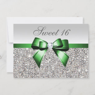 Faux zilveren pailletten Smaragd Bow Diamond Sweet Kaart