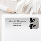 Faux zilveren pailletten zwarte boog en diamant etiket (Insitu)