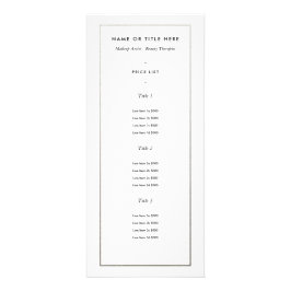 Faux Zilveren Rand op Wit | Moderne rack-Kaart Reclamekaart