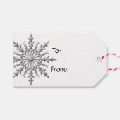 Faux Zilveren Sneeuwvlok op Wit Cadeaulabel (Voorkant (Horizontaal))