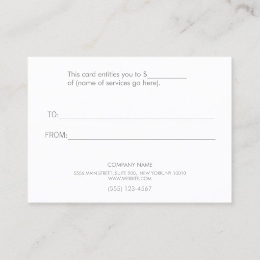 Faux Zilveren Streep Modern Beauty Cadeaubon Kortingskaartje (Achterkant)