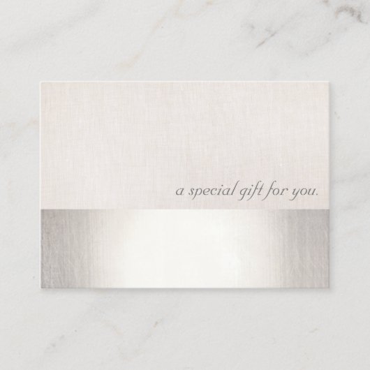 Faux Zilveren Streep Modern Beauty Cadeaubon Kortingskaartje (Voorkant)