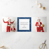 Faux zilveren vlokken kerst drieluik wenskaart (Binnen)