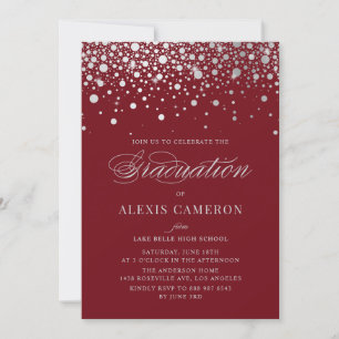 Faux zilverfolie Confetti Stippen Bourgondië Afstu Kaart