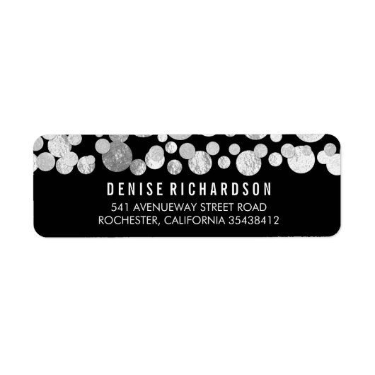 Faux zilverfolie Confetti zwart Etiket (Voorkant)