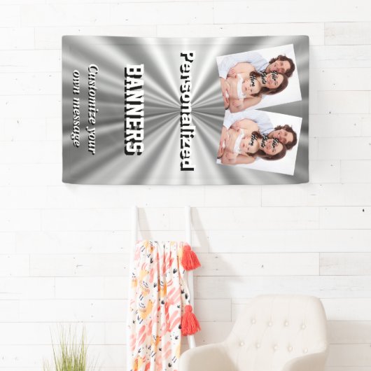 Faux zilvermetallisch grijs spandoek (Insitu)