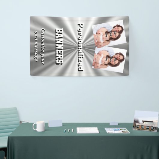 Faux zilvermetallisch grijs spandoek (Beurs)
