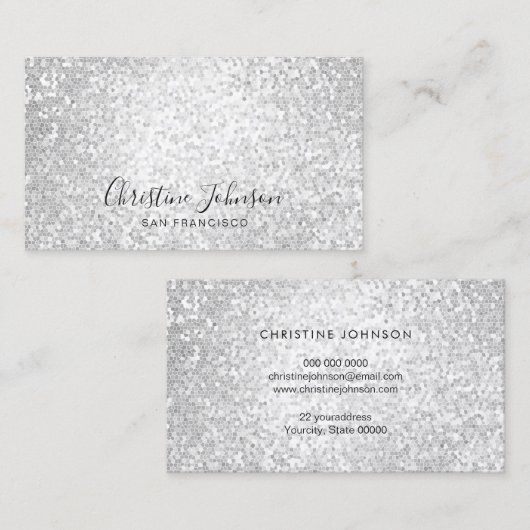 FAUX zilversequine Visitekaartje (Voorkant / Achterkant)