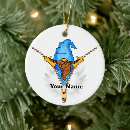 Faux Zipper Gnome Keramisch Ornament (Boom)