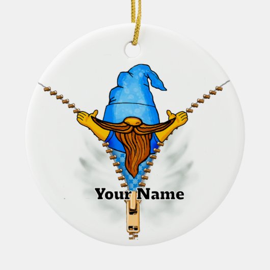 Faux Zipper Gnome Keramisch Ornament (Voorkant)
