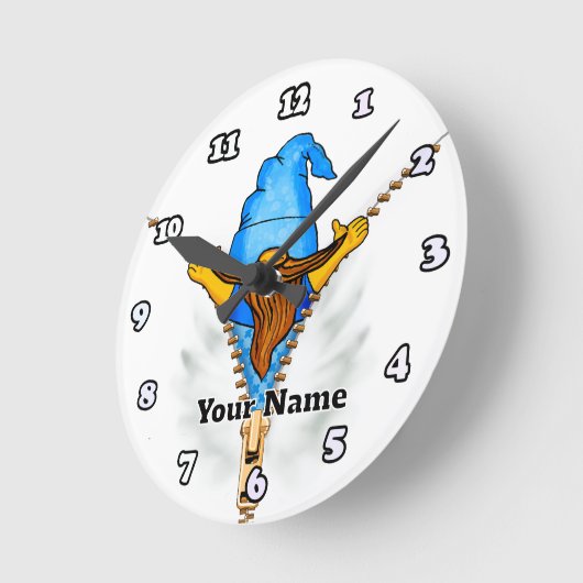 Faux Zipper Gnome Ronde Klok (Hoek)