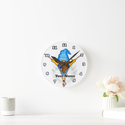 Faux Zipper Gnome Ronde Klok (Huis)