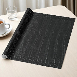 Faux zwart alligator krokodil lederen print cadeaupapier