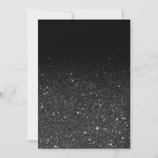 Faux zwart glitter goud elegant chic Sweet 15 Kaart (Achterkant)