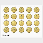 Faux Zwart Goud Glitter Handgemaakte Schoonheid Hu Ronde Sticker (Vel)