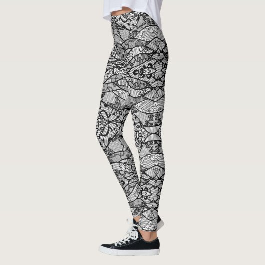 Faux Zwart Kant Fishnet Leggings Modern (Links)