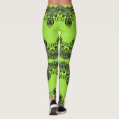 Faux Zwart Kant Fishnet Leggings Neon Groene Kleur (Achterkant)