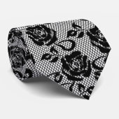 Faux Zwart Kant Fishnet Stropdas (Opgerold)