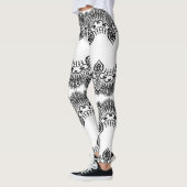 Faux Zwart Kant Fishnet Witte Leggings (Links)
