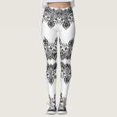 Faux Zwart Kant Fishnet Witte Leggings (Voorkant)