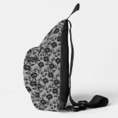 Faux Zwart Kant met Roos Fishnet Sling Bag (Rechts)