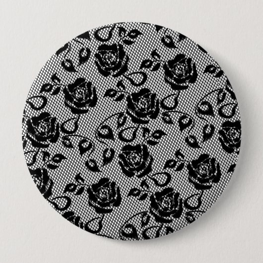 Faux Zwart Kant Roos Fishnet Button Gift (Voorkant)
