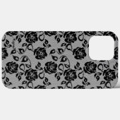 Faux Zwart Kant Roos Fishnet Case-Mate iPhone Case (Achterkant (horizontaal))