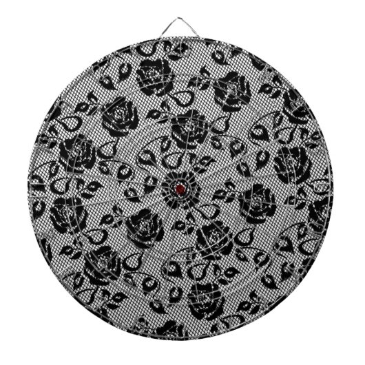 Faux Zwart Kant Roos Fishnet Dart Board Dartbord (Voorkant)