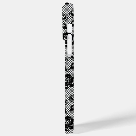 Faux Zwart Kant Roos Fishnet iPhone Case (Achterkant / Links)