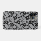 Faux Zwart Kant Roos Fishnet iPhone Case (Achterkant (horizontaal))