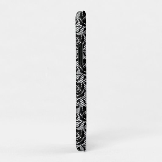 Faux Zwart Kant Roos Fishnet iPhone Case (Achterkant/rechts)