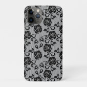 Faux Zwart Kant Roos Fishnet iPhone Case (Achterkant)