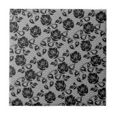 Faux Zwart Kant Roos Fishnet Keramische Tegel Tegeltje (Voorkant)