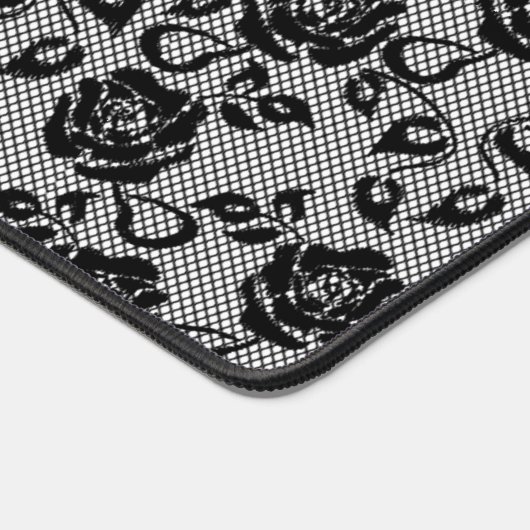 Faux Zwart Kant Roos Fishnet Modern Design Bureaumat (Hoek)