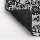 Faux Zwart Kant Roos Fishnet Muismat (Hoek)