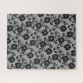Faux Zwart Kant Roos Fishnet Puzzel Gift (Horizontaal)