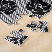 Faux Zwart Kant Roos Fishnet Puzzel Gift (Zijkant)
